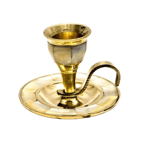 BRASS & MOP CHAMBERSTICK CANDLE HOLDER